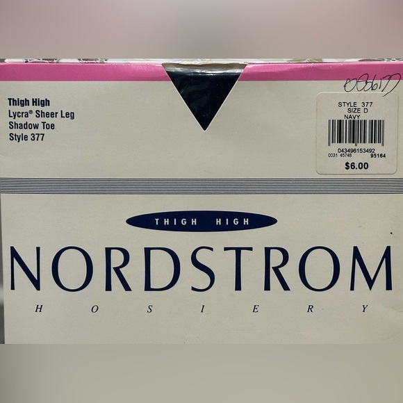 Vintage Y2K Nordstrom Hosiery Thigh High Lycra Sheer Leg Shadow Toe Navy Size D - Picture 2 of 4